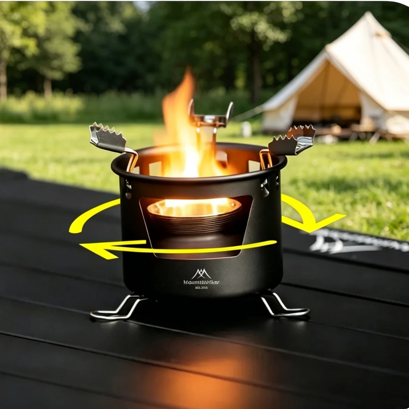Mountainhiker Outdoor Camping  Alcohol Stove Liquid & Solid Tea Boiling Stove Portable Burner Kettle Cooking Utensil Accessory