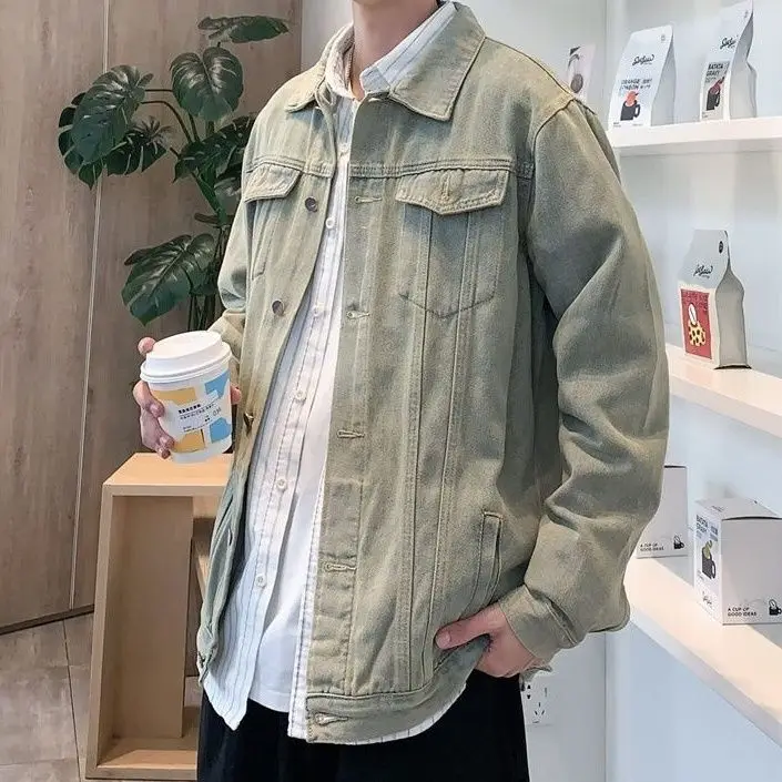 

Американские уличные мужские и женские светлые потертые весенне-осенние джинсовые куртки в стиле ретро, модные брендовые куртки, универсальный топ