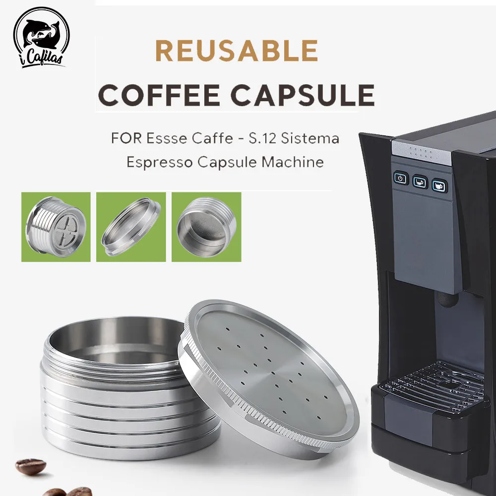 Icafilas Reusable Coffee Capsules for Essse Caffe S.12 Sistema Espresso Maestoso Capsule Machine RichCrema Durable Cofee Filter