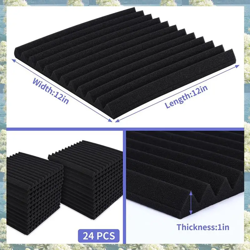 

48 Pack Acoustic Foam Panels Soundproof Studio Foam Acoustic Treatment Foam Sound Insulation Panels Wedge For Studio,Etc