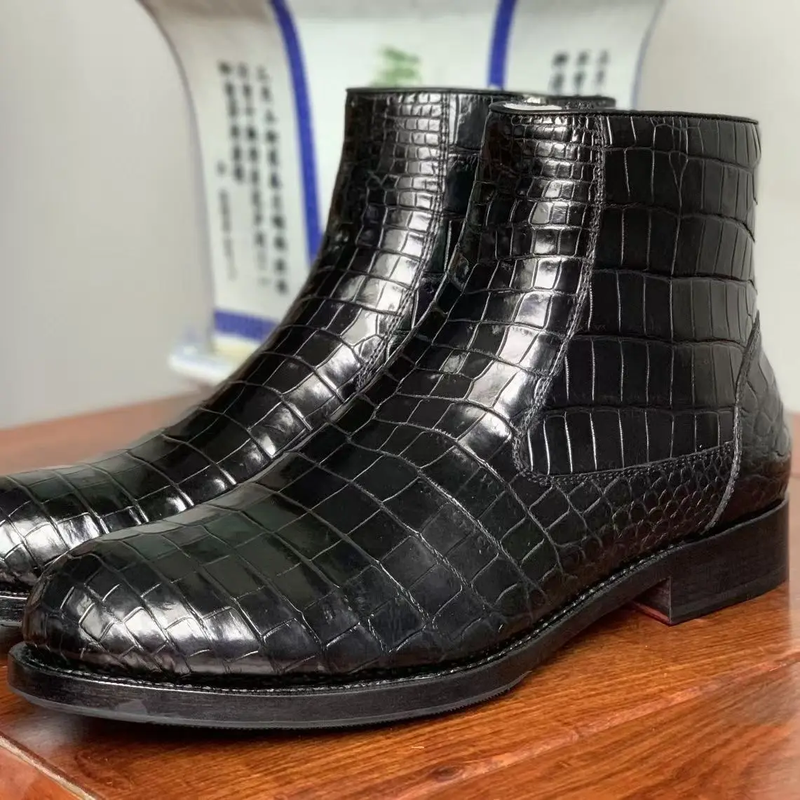 2025 new arrival winter crocodile skin wool liner Boots men, PDD688 view 3