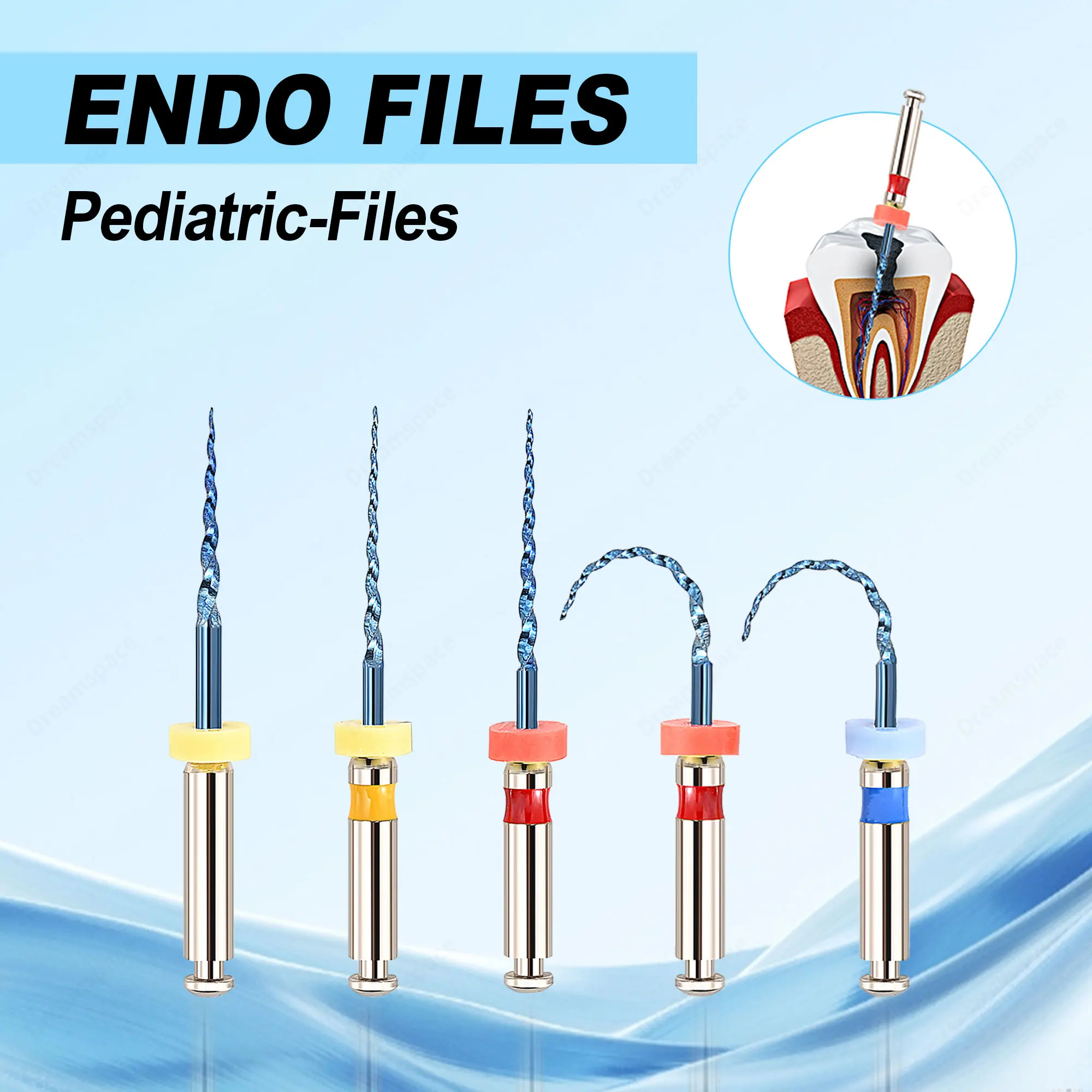 

Glin 5Pcs Pediatric Endodontic Files 16MM Dental Baby Endo Rotary Files 04/06 Taper For Child&Kids Use