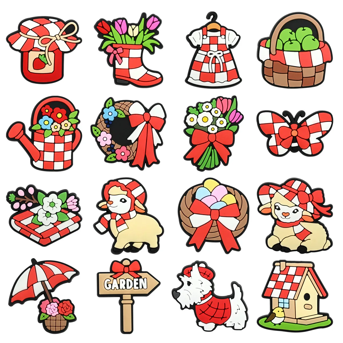 16Pcs Garden Cute Shoe Charms For Slides Sandals, PVC Shoe Decorations Accessories For Christmas Birthday Gift Party Favor