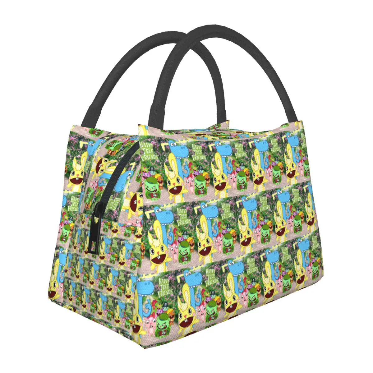 Happy Tree Friends Flippy Lumpy Cuddles Loving Family Lightweight Handheld Insulated Lunch Bag Aluminum Foil Liner for Adults