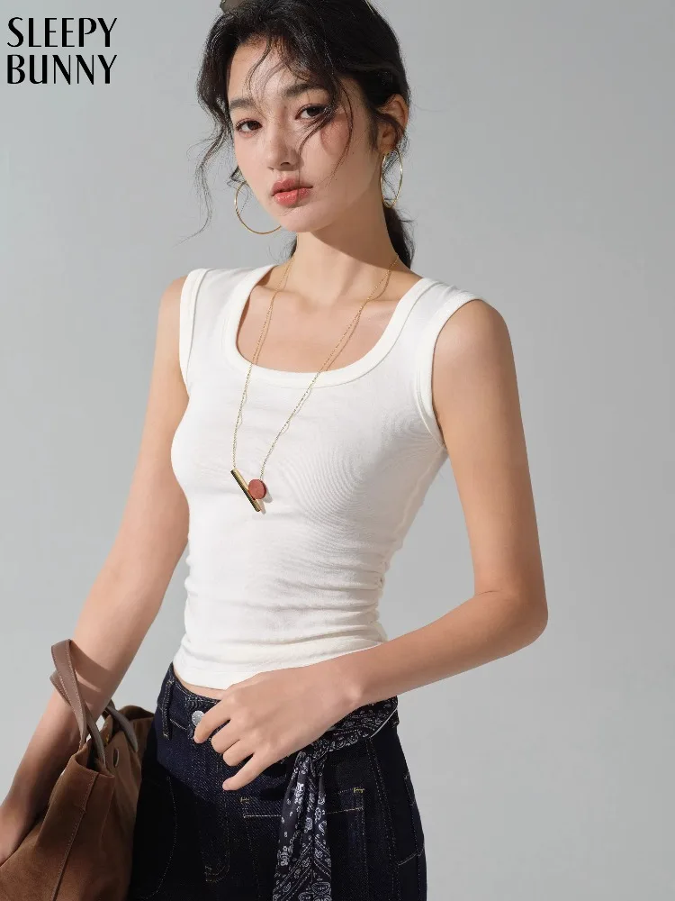 

Women Tank Top White Slim Sleeveless Camisole Basic Summer Undershirt Layering Casual Wear Stretch Ribbed Knit Vest Shirt Outfit