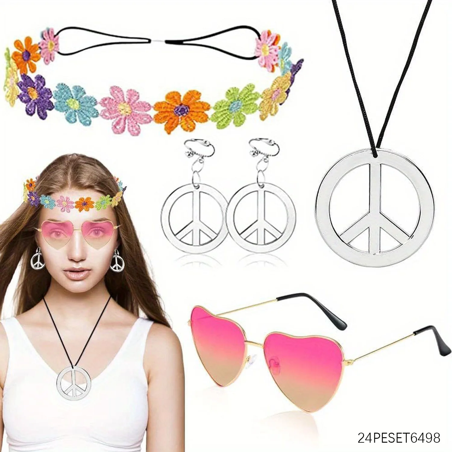 PESENAR 1960s character costume clothing includes headwear, glasses, necklaces and other costume sets for characters