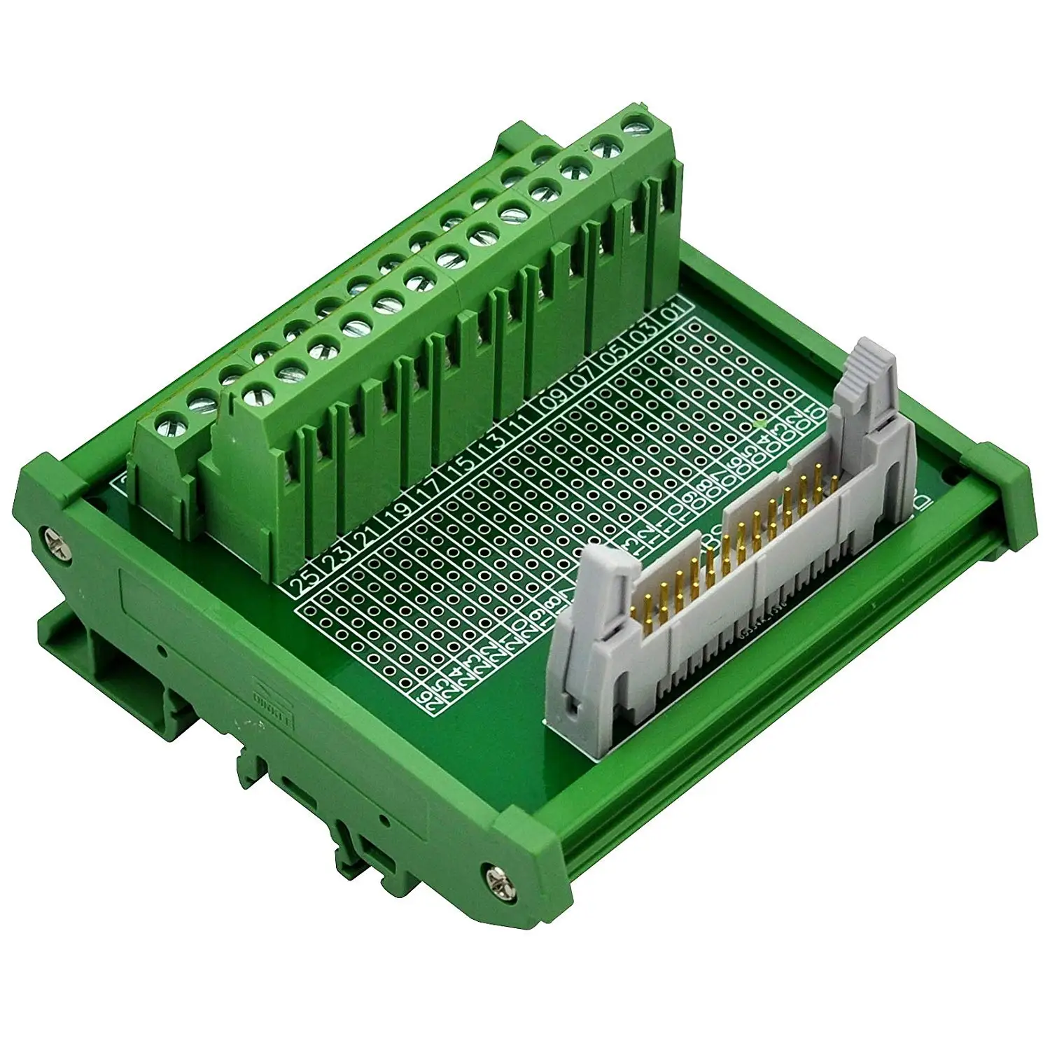 CZH-LABS DIN Rail Mount IDC-26 Male Header Connector Breakout Board Interface Module, IDC Pitch 0.1