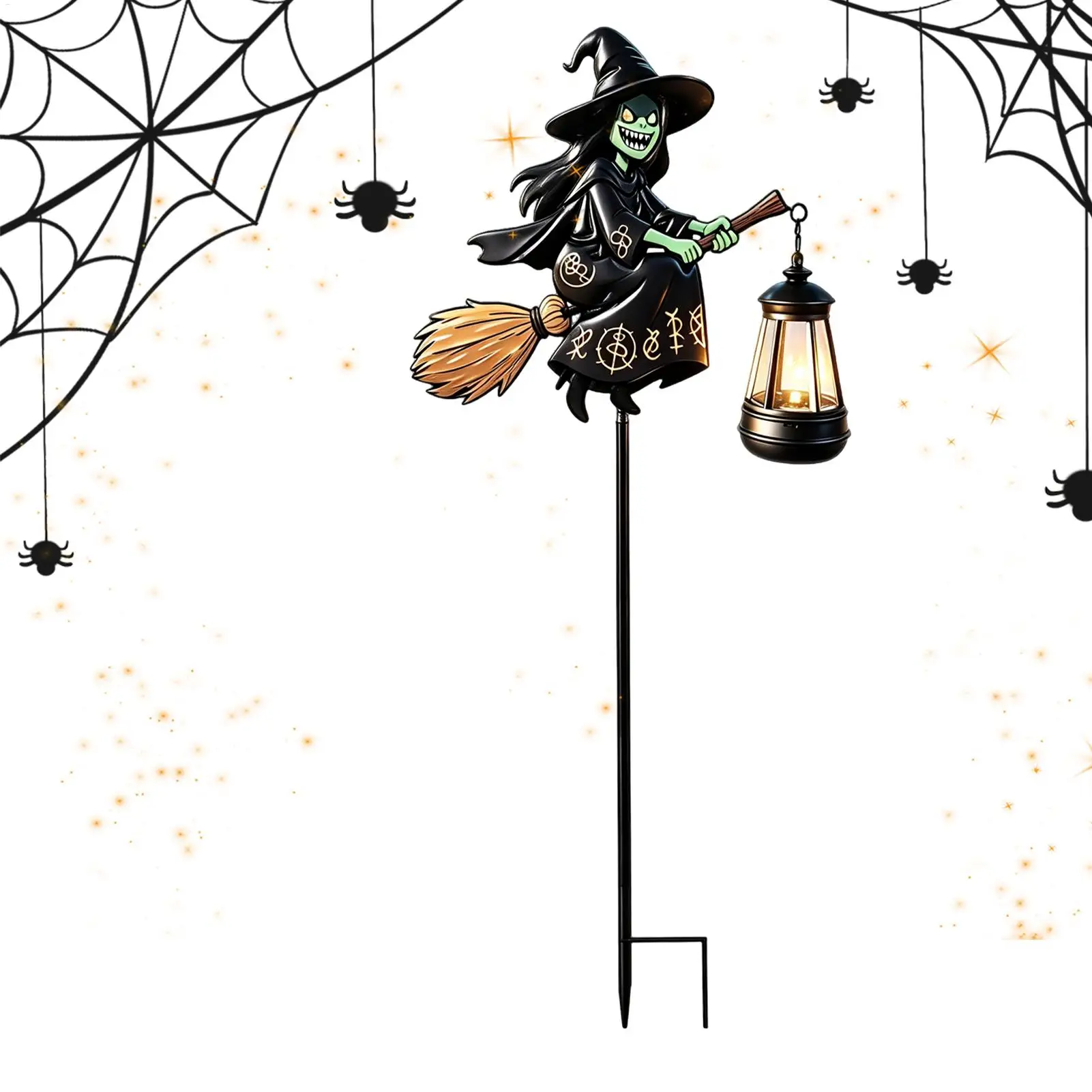 Halloween Solar Lights Outdoor Waterproof Witch Stake Lamp Warm White LED Garden Decor for Patio Lawn Yard Landscape Party