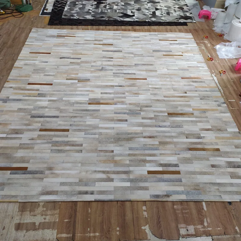 Living Room High-end Real Cow Hide Carpet Japanese Style Tatami Mat Luxury Handmade Bedroom Carpet Home Customize Center Floor