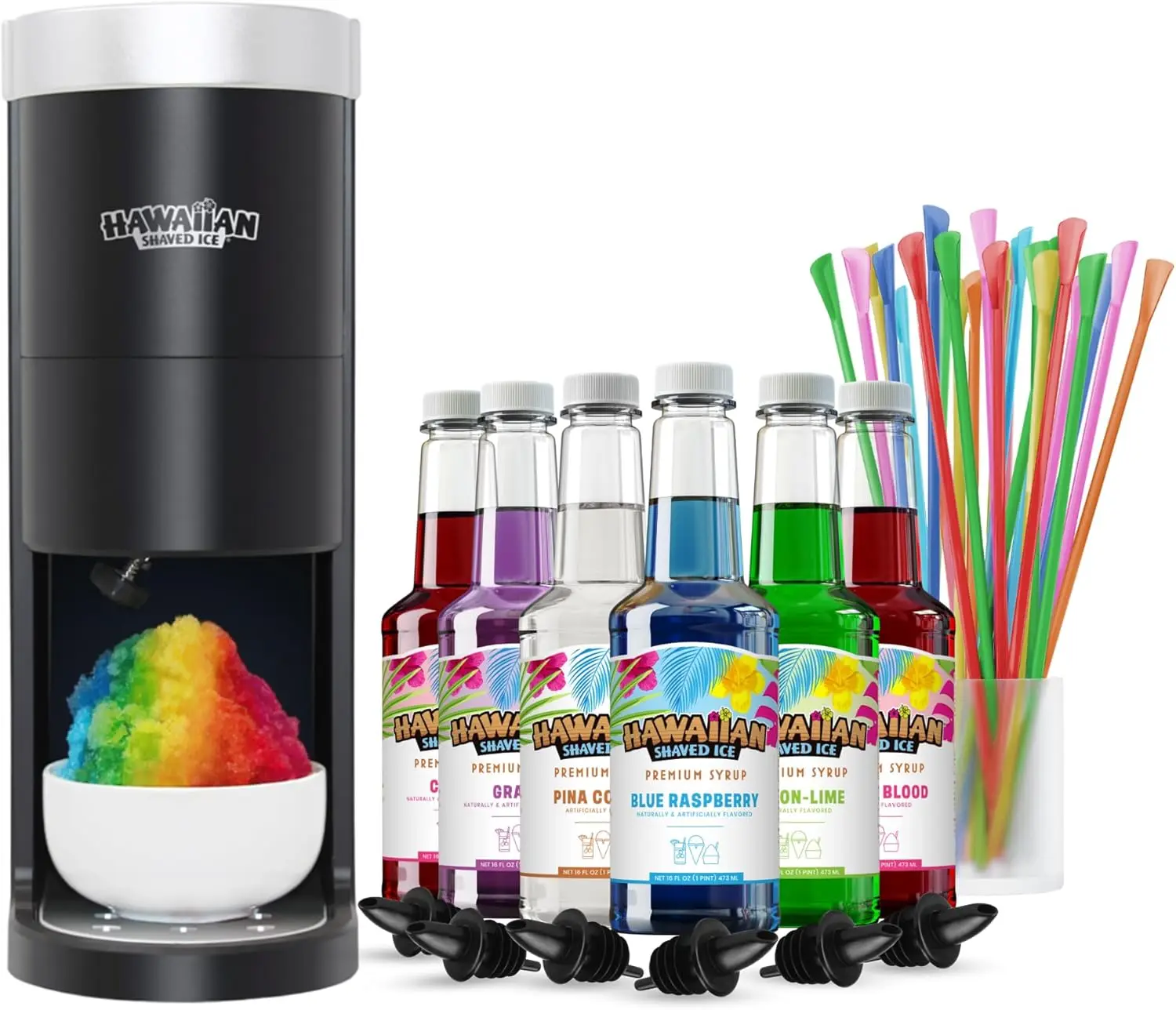 Shaved Ice HomePro Shaved Ice and Snow Cone Machine Kit, 6-16oz. Syrup Flavors Cherry