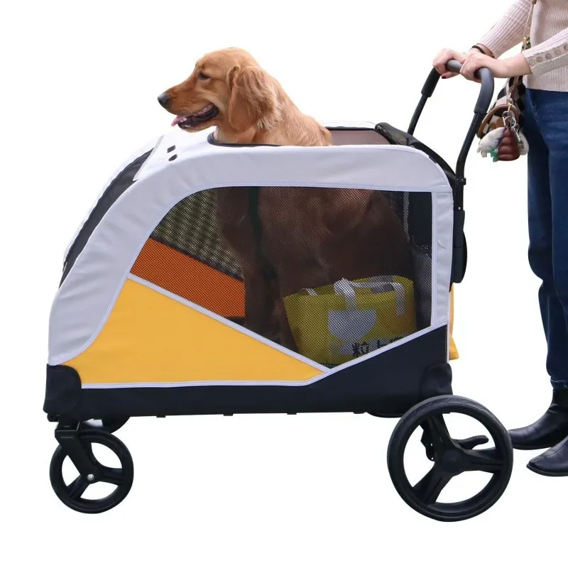 عربة كلب ضخمة وخفيفة الوزن في عربة الحيوانات الأليفة، يمكن لكبار السن الجلوس والمشي في الهواء الطلق #2