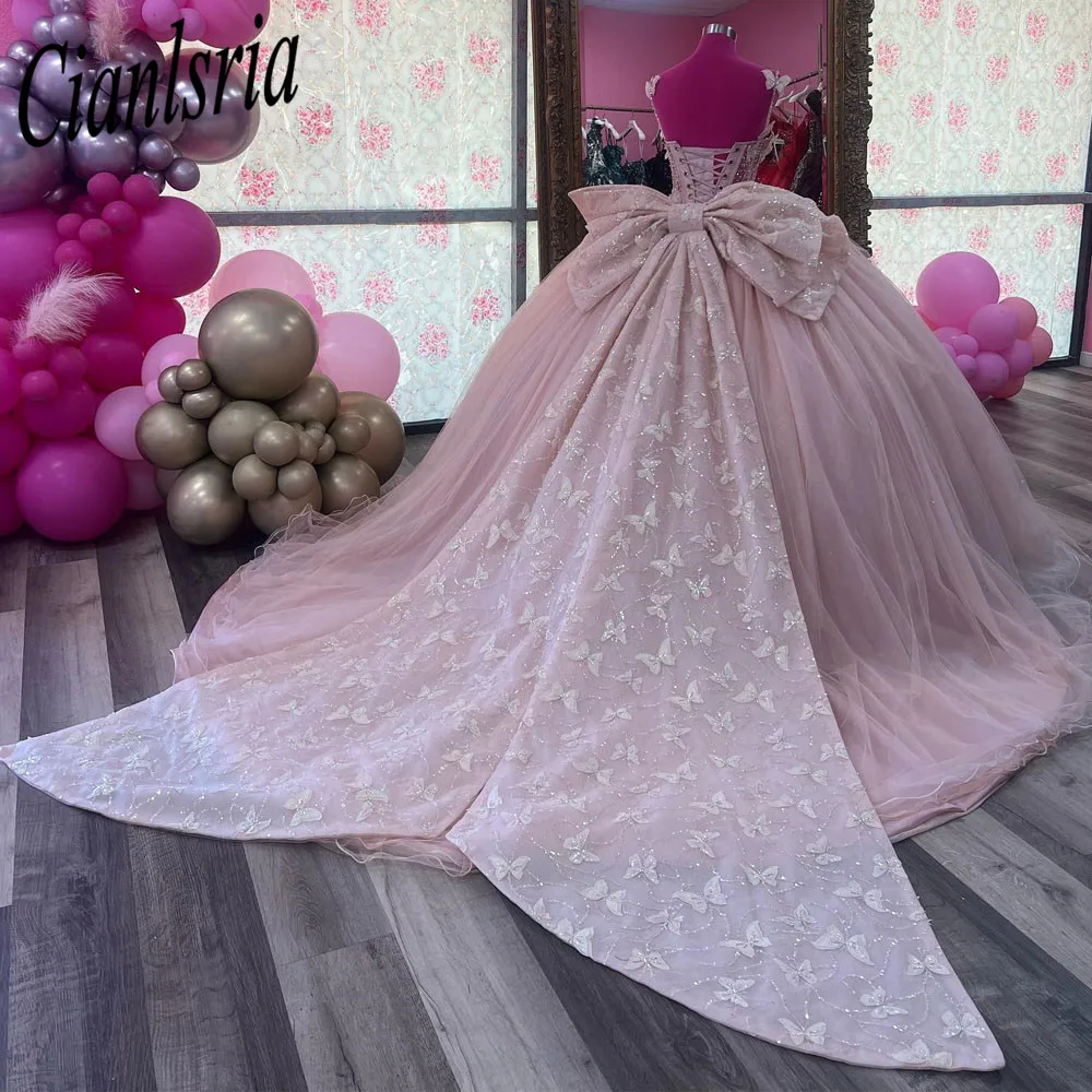 Vestidos Quinceanera rosa para meninas doces, vestidos de baile com miçangas, vestido de graduação com apliques, renda, 15 anos