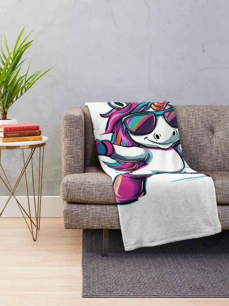 Dabbing Unicorn with Sunglasses - Cool and Funny Design Throw Blanket Soft Big valentine gift ideas For Baby Blankets