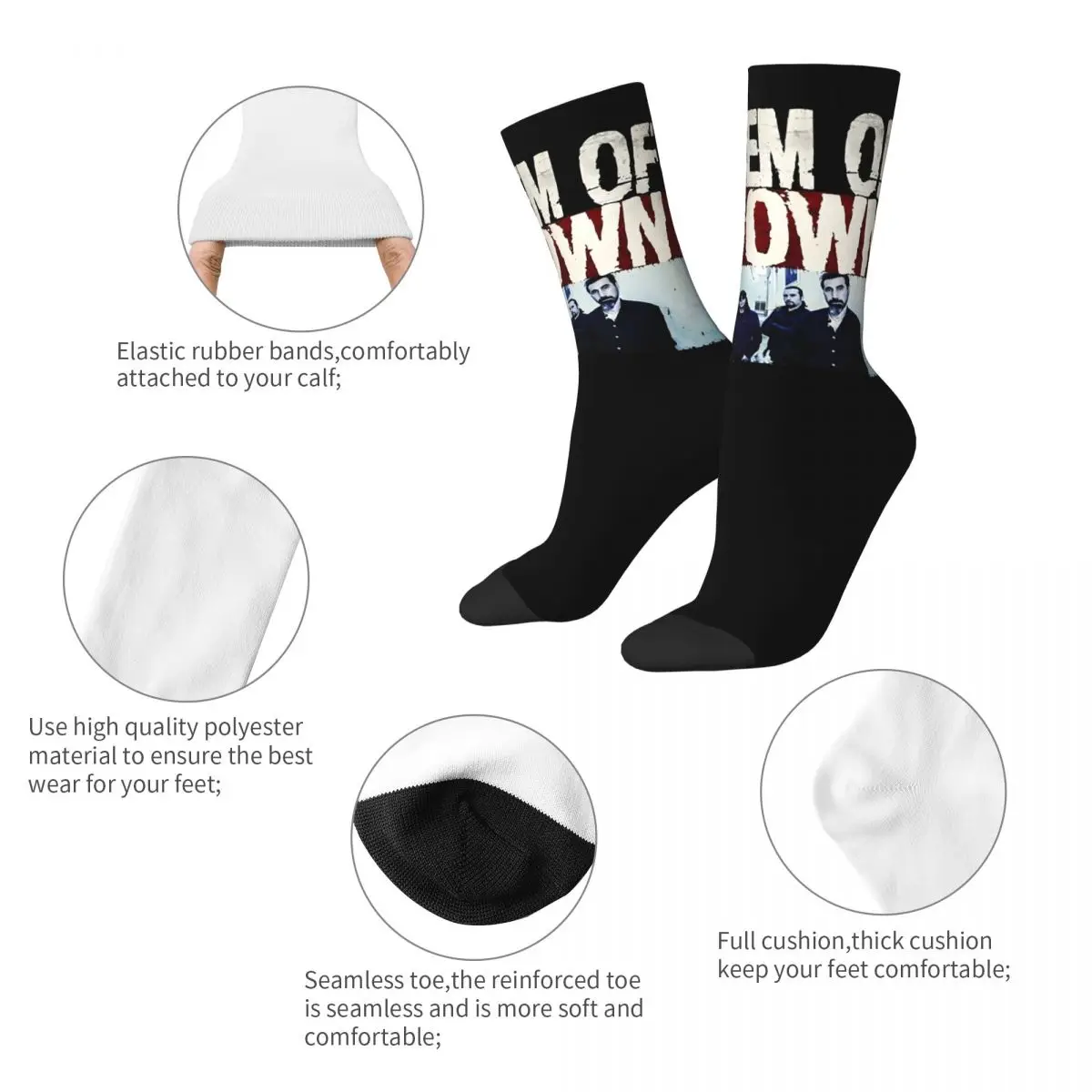 Funny Happy Men's compression Socks Terrific Retro Harajuku  System Of A Down Hip Hop Novelty Pattern Crew Crazy Sock Gift