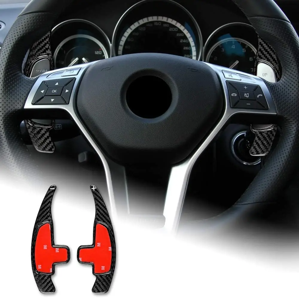 Carbon Fiber Steering Wheel Paddle Shifter Extension Cover shift paddles Interior Trim Accessories for Mercedes Benz decoration