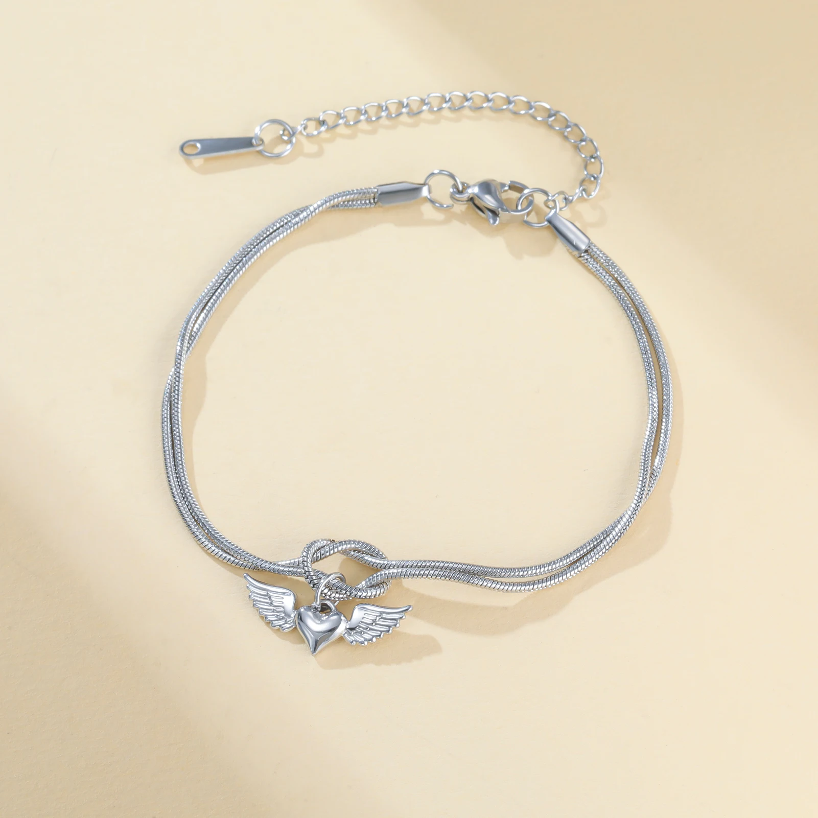 Kkjoy Schlangenkette Knoten Herz Blumen Armband Edelstahl Zierlicher Ins-Stil Niedlicher Schmuck Valentinstag Geschenk für Frauen Mädchen – Detail 7