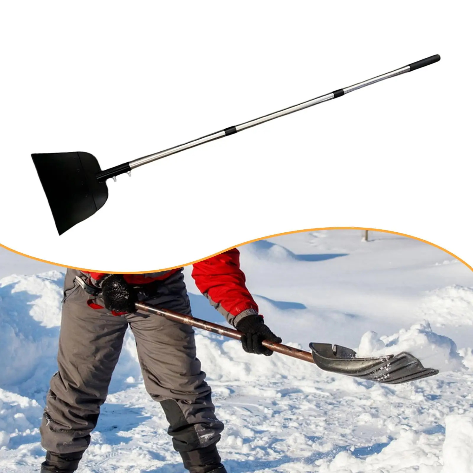 Flat Snow Pusher Floor Spade Multipurpose Ergonomic Garden Cleaning Pusher for Backyard Outdoor Patio Car Garage Sidewalk