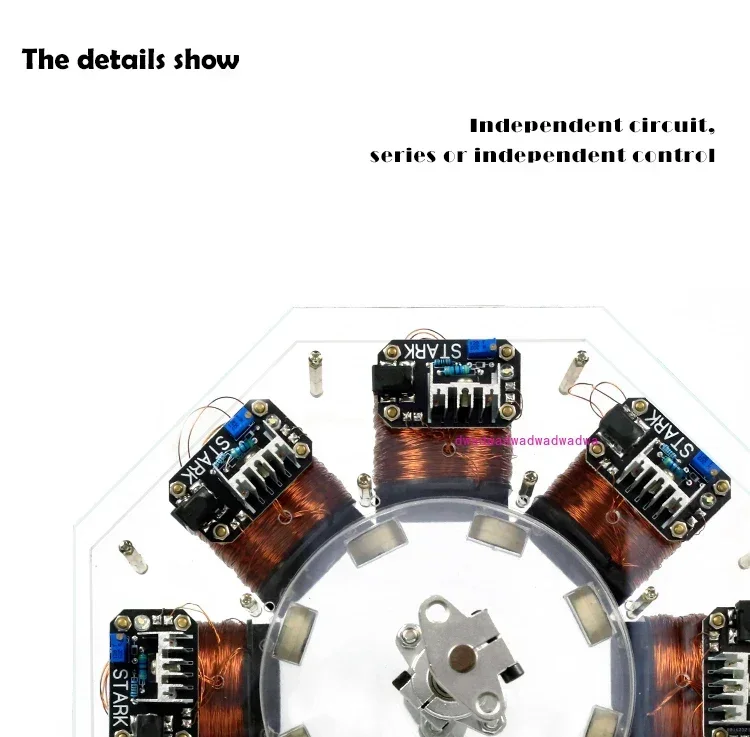 8-stage stator brushless internal rotor motor large-scale Bedini motor pseudo-perpetual motion machine，High power motor module