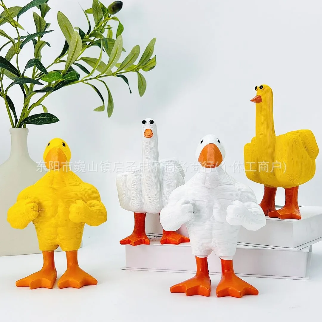 Creative Simulation Middle Finger Duck Dali Duck Ornament Resin Handicraft Home Desktop Decoration