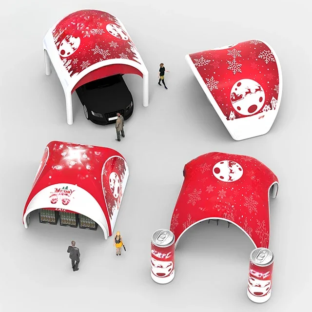 

CDurable Attractive Red Color Air Tent Events Nice Christmas Festival Vibs Advertising Inflatables Printed Happy