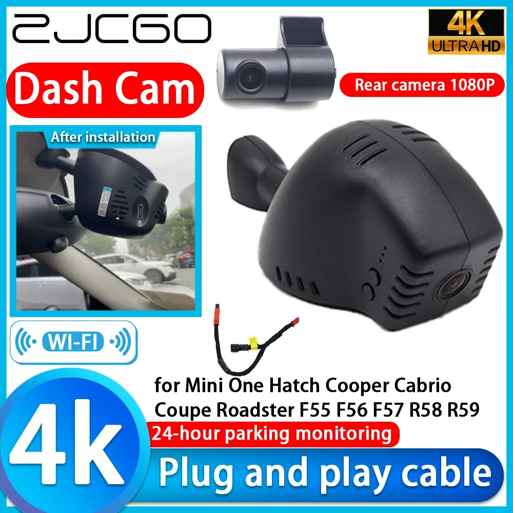 ZJCGO Video Recorder 4K UHD Plug and Play Car DVR Dash Cam for Mini One Hatch Cooper Cabrio Coupe Roadster F55 F56 F57 R58 R59