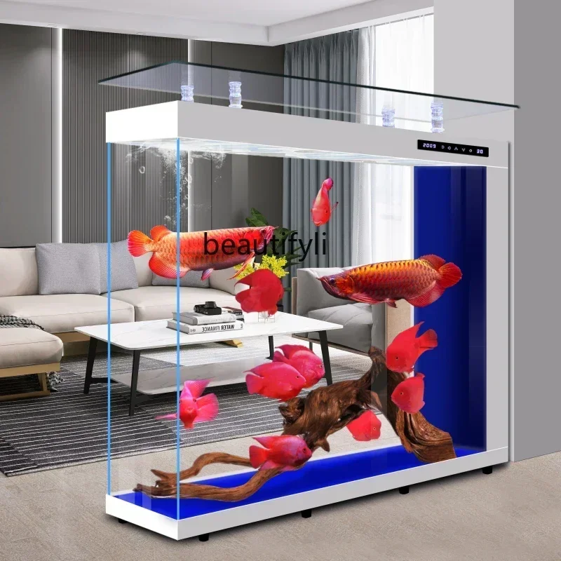 cn8350 LHY Light luxury fish tank, living room partition, large ultra-white glass ecological aquarium, lazy water-freeSS 8617