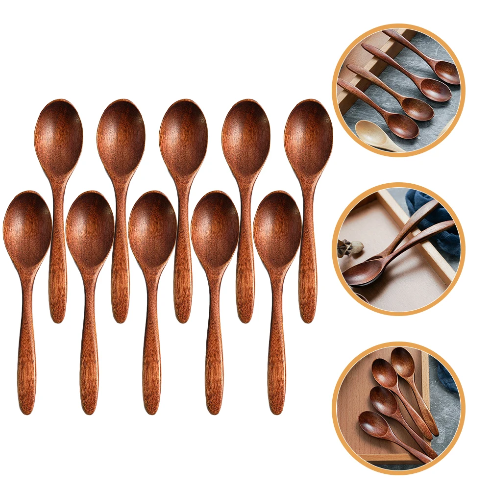 

10pcs Wooden Spoon Set Small Compact Teaspoons For Salt Sugar Spice Condiment Scoops Kitchen Supplies Reusable Household Tea