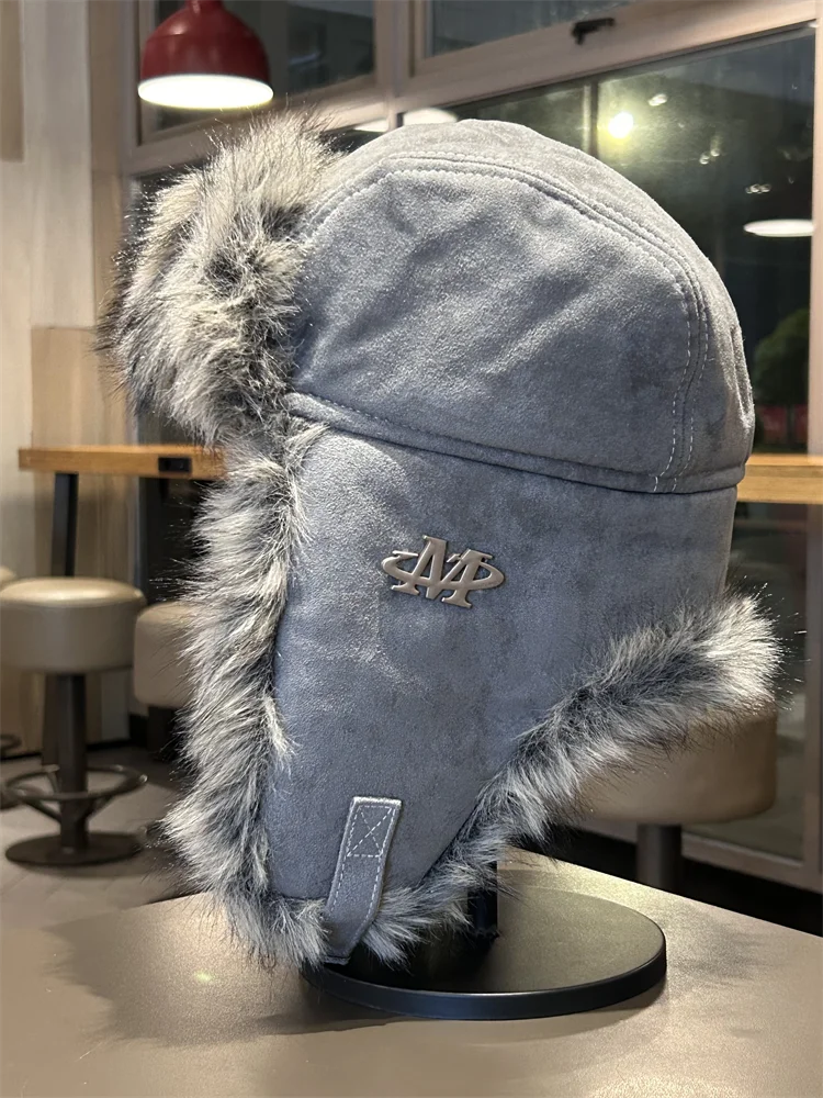 الشتاء الرجعية القطيفة سميكة الدافئة ليو فنغ قبعة للرجال والنساء في الهواء الطلق حماية الأذن قبعة قبعة الطيار #3