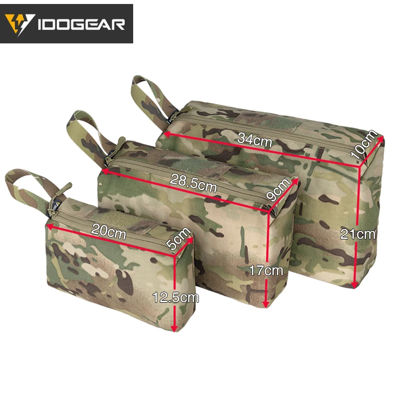 IDOGEAR Tactical Accessory Pouch Large, Medium, Small 3PCS Zipper EDC Pouch Military Admin Tool Storage Bag Airsoft Accessories