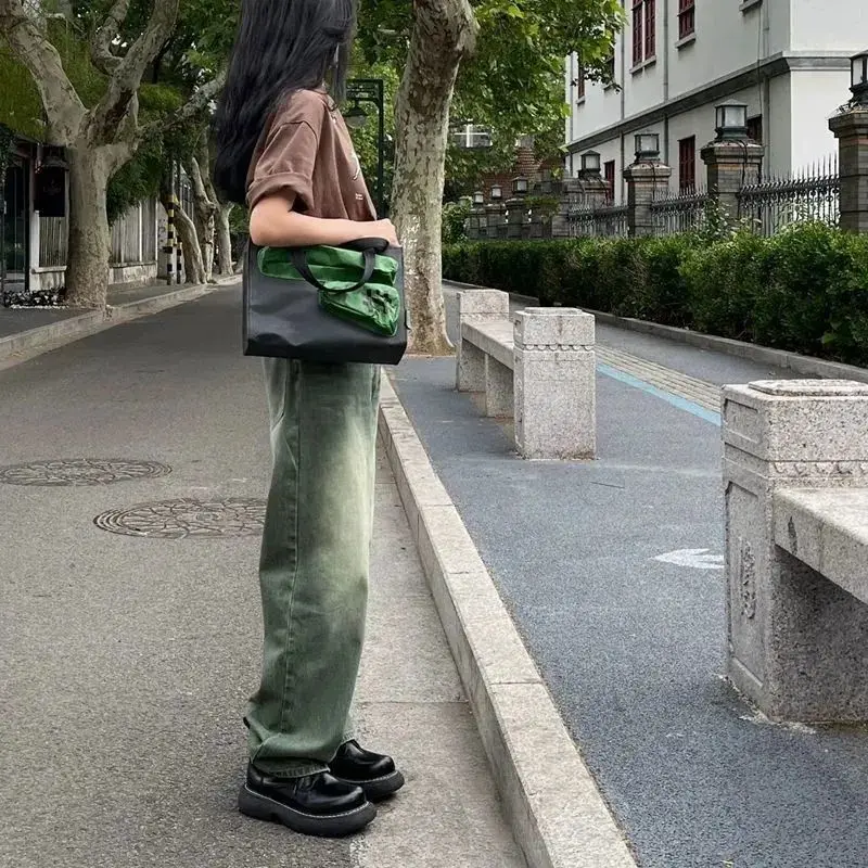 

Джинсы-клеш Y2K Женская одежда Мешковатая уличная одежда Винтажная мода Oversize Широкий крой Свободный крой Черный готический корейский стиль