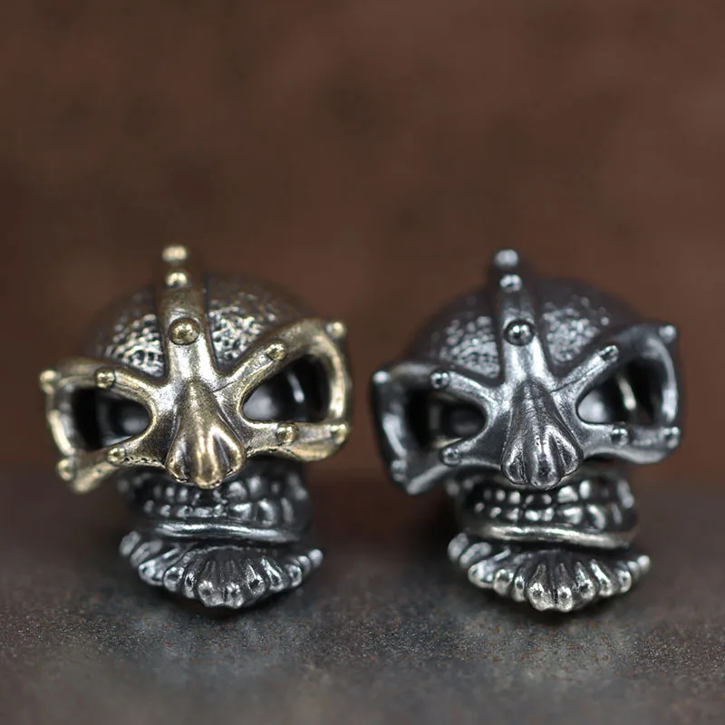 

2 шт./компл., череп воина, латунный нож, бусина, EDC, сделай сам, плетеный браслет из паракорда, ремешок, подвеска, аксессуары, уличный инструмент, подвески, подвески