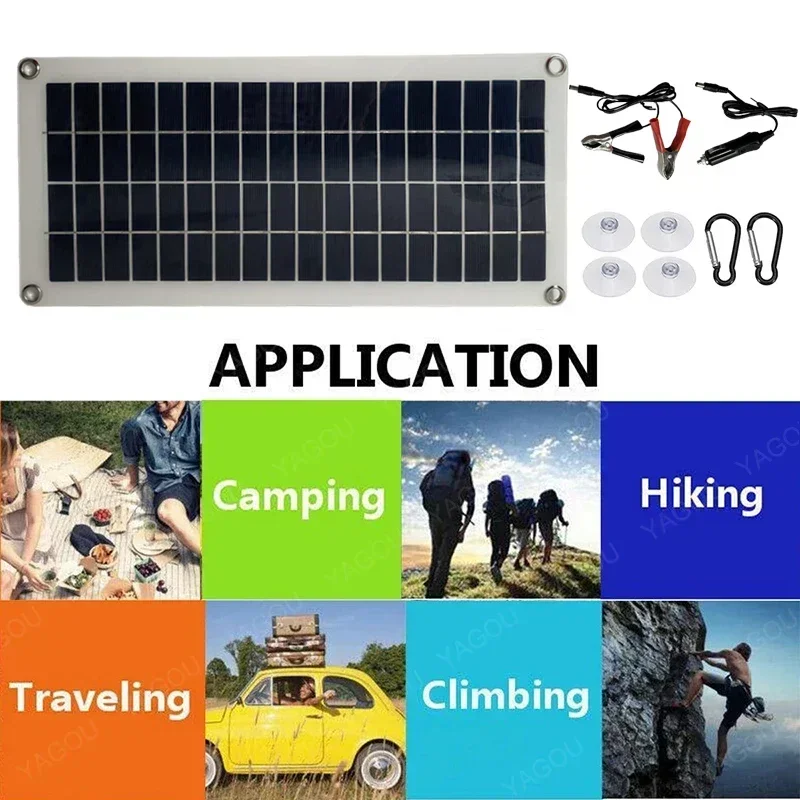 15W Flexible Solar Charger Kit 5V Dual USB 12V DC Solar Panel Outdoor Portable Emergency Solar Battery Panels for Phone Car RV