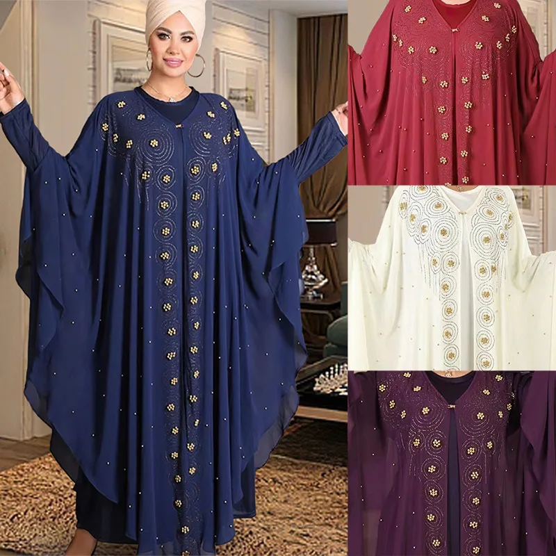 Abaya For Women Ramadan Large Size Arab Women's Abaya Long Robe Women's Chiffon Hot Diamond Dress Dubai Africa Abaya Clothing