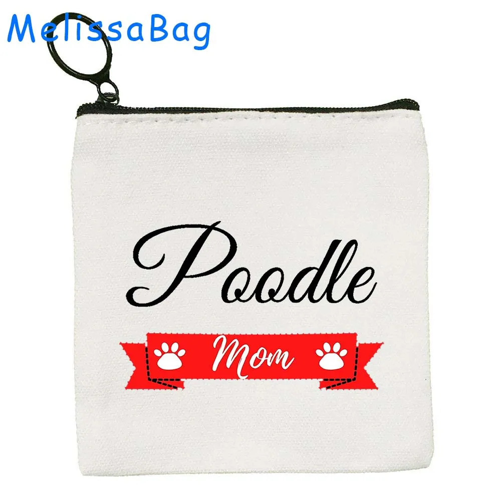 Bolsa de moedas de lona com bolsa com zíper, Saco chave, Carteira de cartão, Presentes adoráveis, Melhor Poppy Cute Poodle Dog Lover