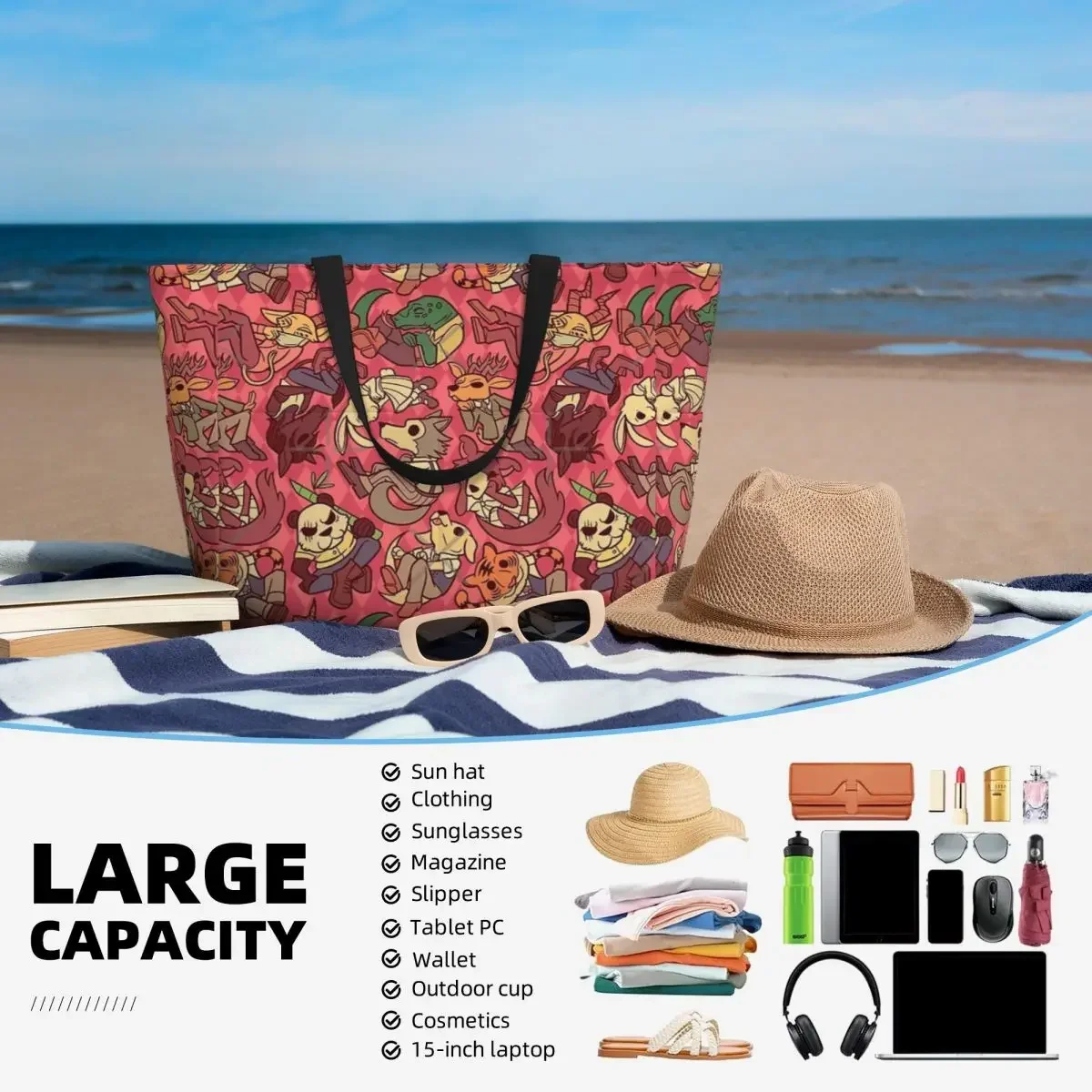 Little Beastars Beach Travel Bag, Tote Bag Retro Shopping Gifts Birthday Gift Multi-Style Pattern