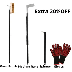 Pizza Oven Accessories Cleaning Brush  Ash Rake Pizza Turning Spinner Fork Oven Gloves BBQ Tool Stove Brush Grill  Scraper