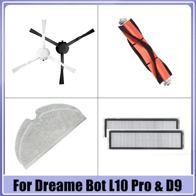 Spare Parts For Dreame Bot L10 Pro & D9 Trouver Robot LDS Robotic Vacuum-Mop Finder Main Side Brush Hepa Filter Mop Cloth