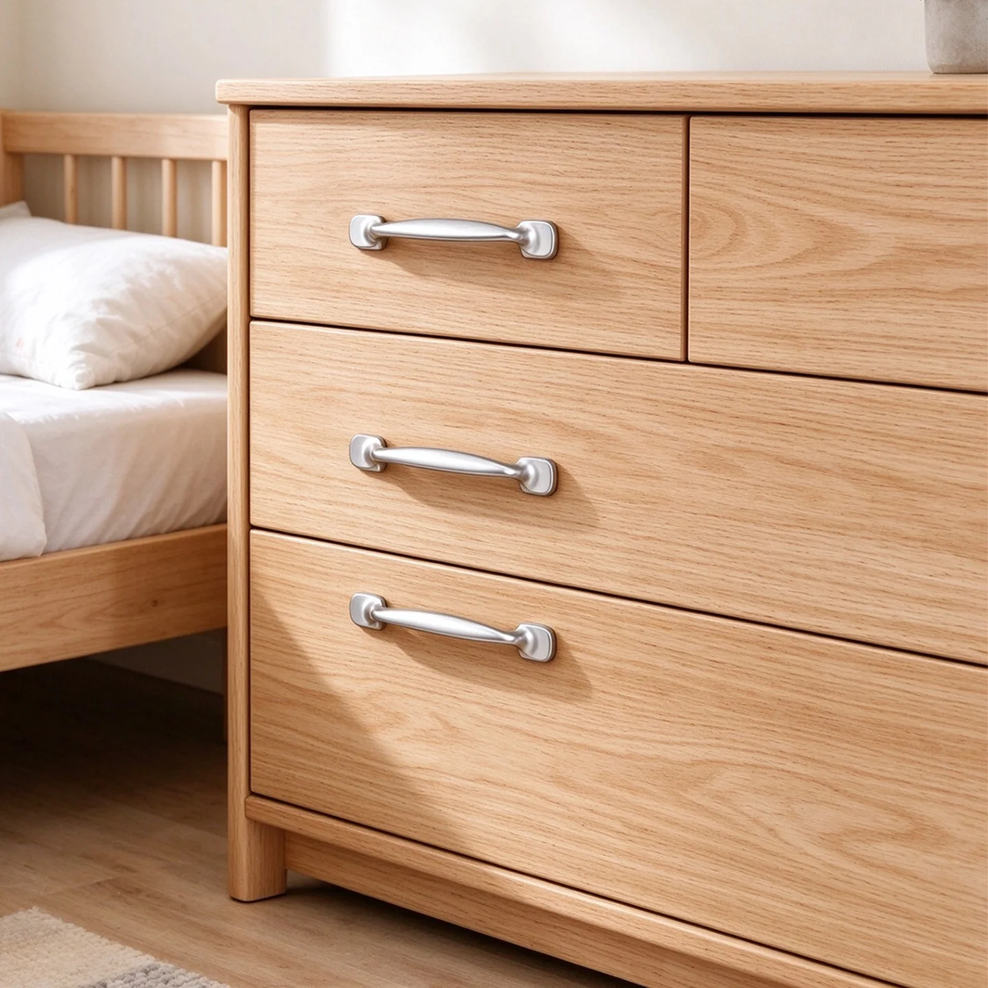 Classic Satin Silver Drawer Pulls, Aluminum Alloy Furniture Handles, Multi-use Cabinet Door Hardware for Kitchen Bathroom