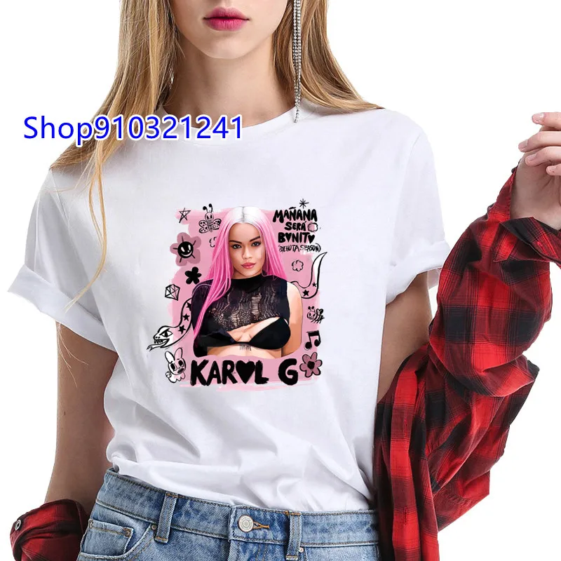 Karol G Tshirt KawaII Graphic BONITO Letter T-shirt for Women Fashion Casual Short Sleeve Tops Woman Harajuku Female T-shirts