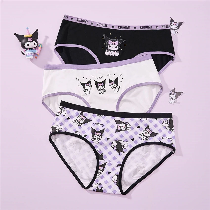 3pcs Kawaii Sanrio Cinnamoroll Kuromi Mymelody Sexy Women G-string Panties Cotton Underwear Pantys Femme Girl Underpants Thong