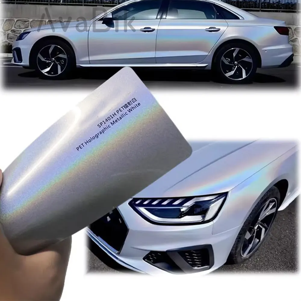 

PET Cast High Glossy Laser White Vinyl Wrap Film Self-Adhesive Vinyl Color Changing Sticker for Car Motorcycle With Air Release