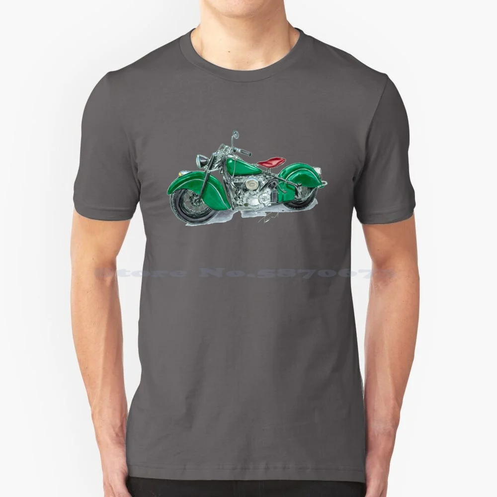 Vintage Motorcycle Green T Shirt 100% Cotton Tee Motorcycle Vintage Wheels In Art Bsa Davidson Indian Motorbike