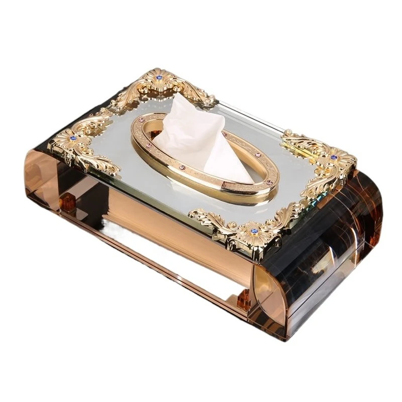 

Creative crystal tissue box European-style household paper box Living room coffee table storage box Multifunctional