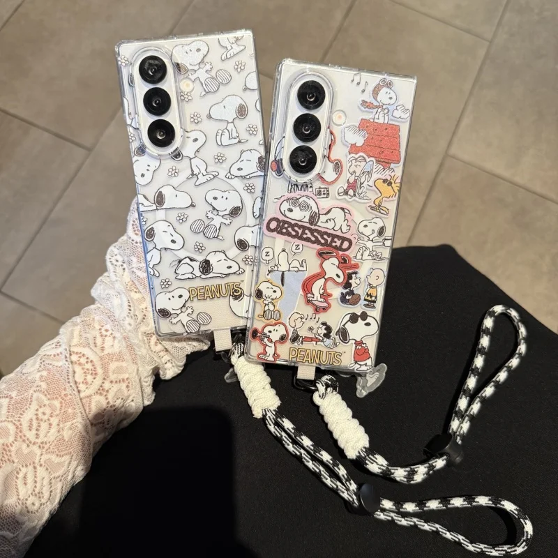 

Cartoon Anime funny Charlie Brown Snoopy Sleep Magsafe Wireless Charge Phone Case For Samsung ZFold 3 4 5 6 7 8 Magnetic Holder