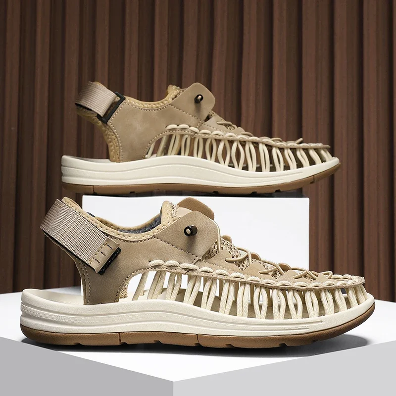Summer New Sandals Men\'s Brand Designer Fashion Casual Outdoor Waders Large Size Hand-woven High Quality Beach Sandals For Men