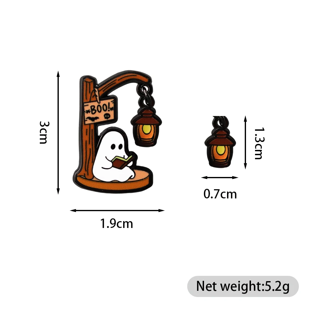 Halloween-Geister-Brosche mit „BOO“-Slogan, Laternen-Abzeichen, Festdekorationen, Emaille-Pin, Cartoon-Zubehör – Detail 2