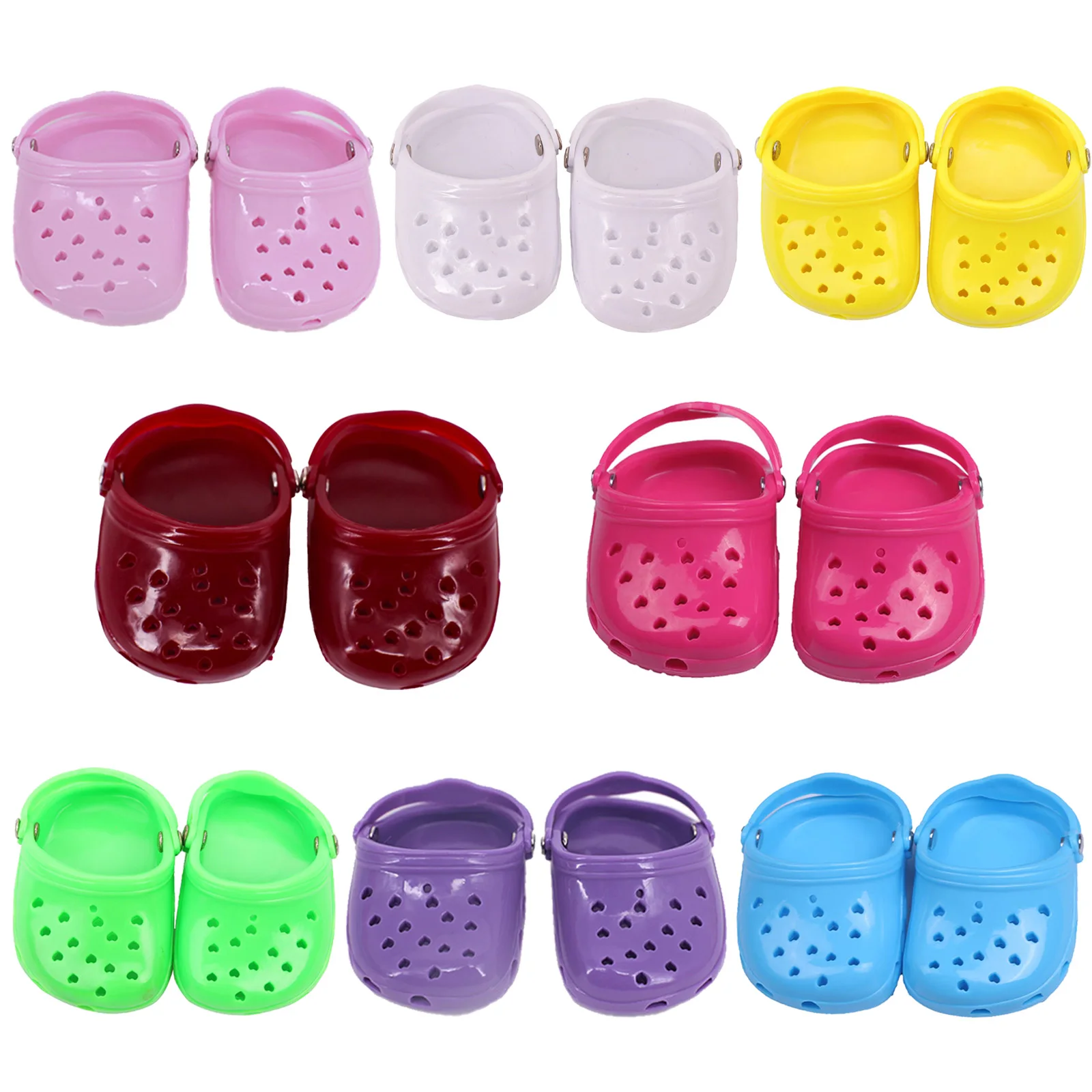 7Cm Plastic Sandals Love Hole Style For 18Inch American Doll 43 Cm Baby New Born Shoes Girl Slippers Sandals,Holiday Gifts