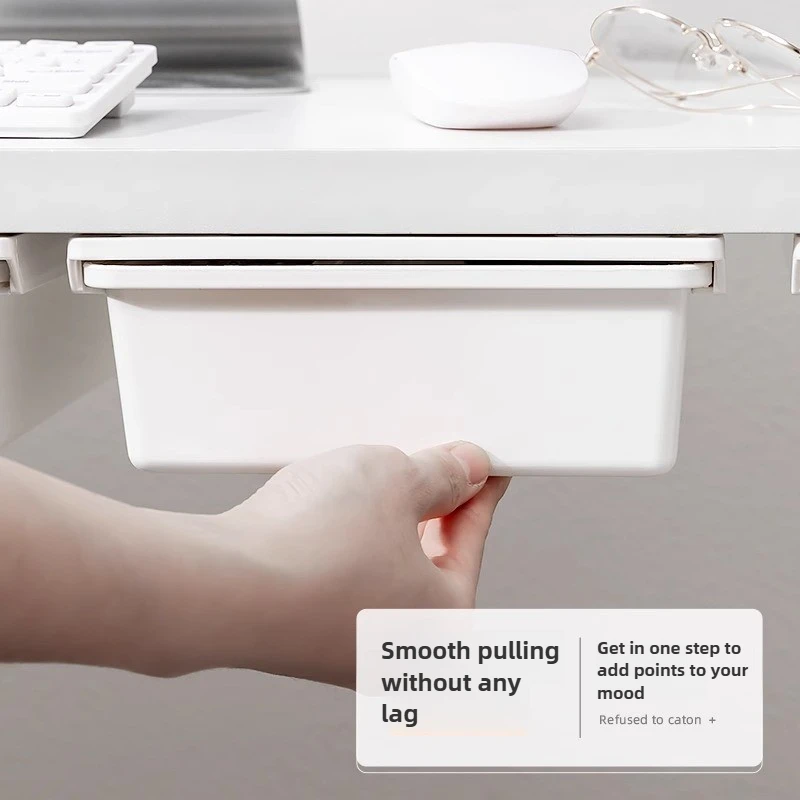 Hidden Storage Box Desk Storage Drawer Self-Adhesive Plastic Table Storage Holder Simple Sundries Cosmetics Stationery Organizer