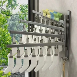 Wall Mounted Clothes Hanger Rotatable Clothes Sock Laundry Drying Rack Collapsible Drying Racks Space Saving Folding Sock Rack