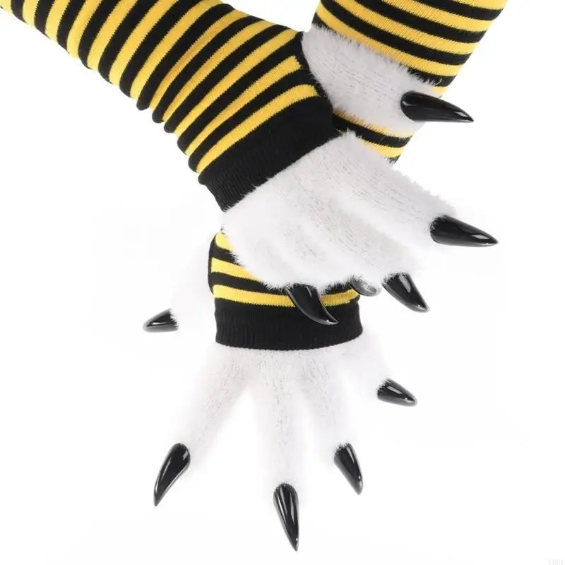 فو الفراء القطط مخلب قفازات Therians الكفوف أفخم Fursuit الكفوف زي هالوين تنكري الحيوان الثعالب الكفوف القفاز النساء الرجال Y08E